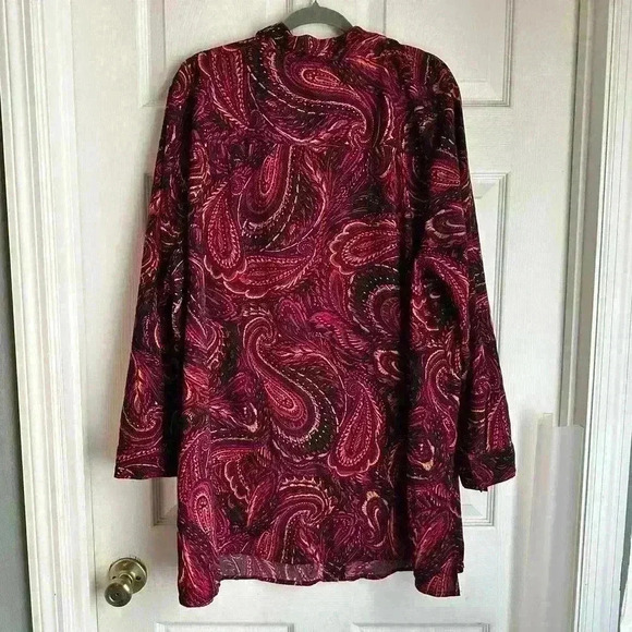 Catherines | Women's Plus Size Paisley Print Button-Down Tunic Top | Size 2X - Picture 3 of 7